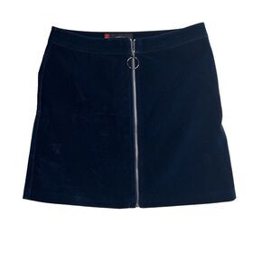 Misha NoNoo Mini Skirt Blue‎ Velvet Size Medium Boho Retro '60's Front Zipper